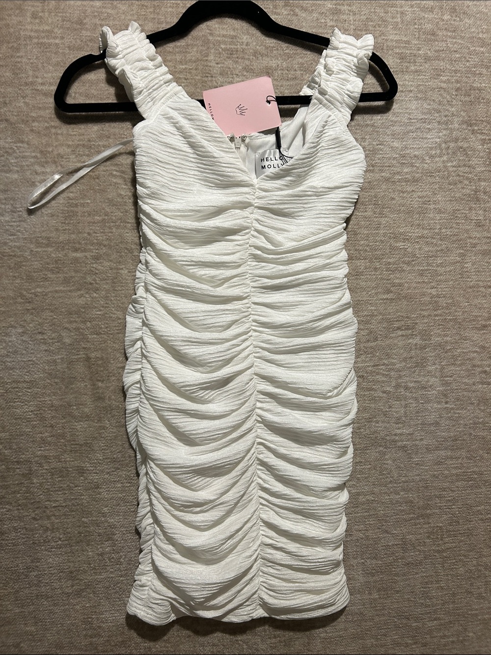 Hello Molly White Ruched Mini Dress